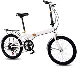 XIN Bike XIN 6 Speed Folding Bike Mountain Cruiser Bicycle 20in Adult Student Outdoors Sport Cycling Portable Foldable Bike for Men Women Lightweight Folding Casual Damping Bicycle (Color : White)