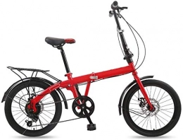 XIN Bike XIN Folding Bike 6 Speed Mountain Bicycle Cruiser 20in Adult Student Outdoors Sport Cycling Ultralight Portable Foldable Bike for Men Women Lightweight Folding Casual Damping Bicycle (Color : Red)