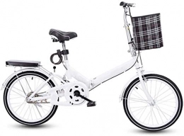 XIN Folding Bike XIN Folding Bike Bicycle 20in Single Speed Adult Student Outdoors Sport Mountain Cycling High Carbon Steel Portable Bike for Men Women Lightweight Folding Casual Damping Bicycle (Color : White)