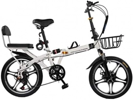 XIN Folding Bike XIN Folding Bike Bicycle 7 Speed Adult Student Outdoors Sport Mountain Cycling Ultra-light Portable Foldable Bike for Men Women Lightweight Folding Casual Damping Bicycle (Color : White, Size : 16in)