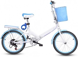 XIN Folding Bike XIN Folding Bike Mountain Bicycle 20in Variable Speed Adult Student Outdoors Sport Cycling Cruiser Ultralight Portable Foldable Bike for Men Women Lightweight Casual Damping Bicycle (Color : Blue)