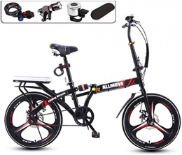 XIN Folding Bike XIN Folding Mountain Bike Bicycle Adult Student Cycling 16 / 20in Ultra-light Portable Folding Bike for Men Women Lightweight Folding Casual Damping Bicycle (Color : Black, Size : 20in)