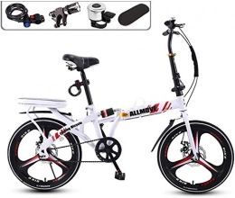 XIN Folding Bike XIN Folding Mountain Bike Bicycle Adult Student Cycling 16 / 20in Ultra-light Portable Folding Bike for Men Women Lightweight Folding Casual Damping Bicycle (Color : White, Size : 16in)