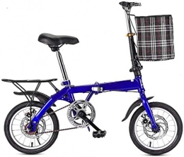 XIN Bike XIN Folding Mountain Bike Bicycle Cruiser Adult Student Outdoors Sport Cycling Ultralight Portable Foldable Bike for Men Women Lightweight Folding Casual Damping Bicycle (Color : Blue, Size : 14inch)