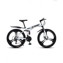 XINGXINGNS Folding Bike XINGXINGNS 21 Speed Folding Bicycle Mountain Bike, Durable high-carbon steel thickened frame, Frame load is above 120KG, 26'' Folding Bicycle Great for City Riding and Commuting, White