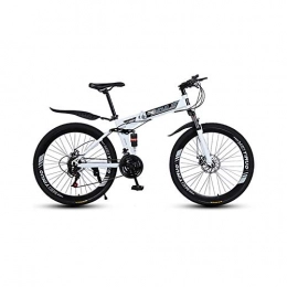 XINGXINGNS Folding Bike XINGXINGNS 26" Bicycle Mountain Series, Great for City Riding and Commuting, 21 Speed Double Shock Absorption Soft Tail with Anti-Skid and Wear-Resistant Tire, White