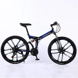 XINGXINGNS Bike XINGXINGNS Folding Bike 26 Inch 27 Speed High Carbon Steel Foldable Mountain Bike with Disc Brakes and Suspension Fork Frame Shock Absorption Sports Leisure Men and Women, blue, 27speed