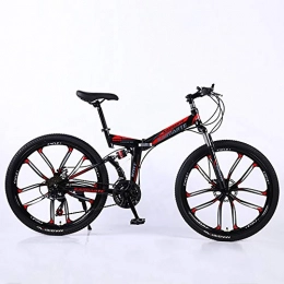 XINGXINGNS Bike XINGXINGNS Folding Bike 26 Inch Carbon Steel Mountain Bike, Folding Bike Unisex Mountain Bike High-Carbon Steel Frame Bike Mountain Bike 27 Speeds, black, 24speed