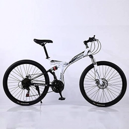 XINGXINGNS Bike XINGXINGNS Folding Bike Mountain Bike, High Carbon Steel Folding Bike Mountain Bike 27 Speeds Mens MTB Bike 26 Inch Road Bicycle Bike Pedals with Disc Brakes and Suspension Fork, white, 27speed