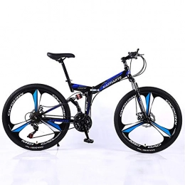 XINGXINGNS Bike XINGXINGNS Mountain Bike, Folding Bike 26 Inch 27 Speed Integral Wheel Unisex Suspension Mountain Bike High-Carbon Steel Double Disc Brake Student, blue, 27speed