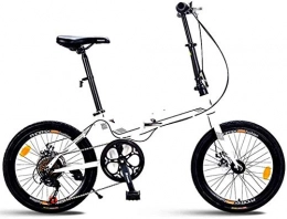 XINHUI Bike XINHUI 7 Speed Adults Folding Bikes, 20 Inch Mini Foldable Bicycle, Lightweight High-Carbon Steel Frame, Double Disc Brake, White