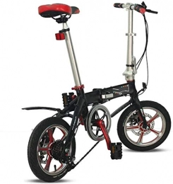XINHUI Bike XINHUI Light Weight Folding Bike, 14 Inch 6 Speed Double Disc Brake Foldable Bicycle, Aluminum Alloy Frame, Commuter Bike, for Adult Men And Women