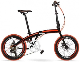 XINHUI Folding Bike XINHUI Portable Foldable Bicycle, 7 Speed Folding Bike, Adults Unisex 20" Light Weight Folding Bikes, Lightweight Aluminum Alloy Frame, with Brake, Red