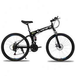 XNEQ Folding Bike XNEQ 26-Inch Disc Brake Mountain Bike, Variable Speed Folding Bicycle, 21-Speed Integrated Wheel Shock Absorber Student Bike, Load Capacity 200Kg, Black