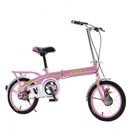 XQ Bike XQ Folding Bike Ultralight Portable 16 Inches Single Speed Adult Children Bicycle (Color : Pink)
