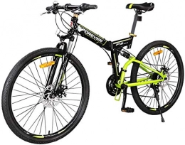 XRQ Bike XRQ 26In Folding Mountain Bike Folding City Bike 24 Speed Mountain Bike for Adult, Double Disc Brake, Green