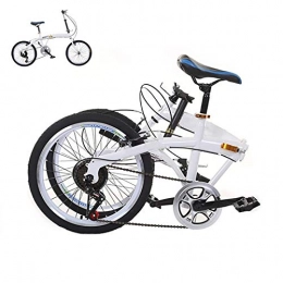 XUELIAIKEE Folding Bike XUELIAIKEE Carbon Fiber Folding Bike, 20 Inch Bike 6-speed Gears Cycling Commuter Road Bicycle For Adult Student, Lightweight Foldable Adult Bicycle For Outdoor Sports-White 20 Inch