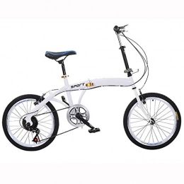 XUELIAIKEE Bike XUELIAIKEE Folding Commuter Bicycle 20 Inch, Carbon Steel Foldable Bike Compact Commuter Bicycle 6-speed Gears Urban Road Bicycle For Adults Men Women-White 20 Inch