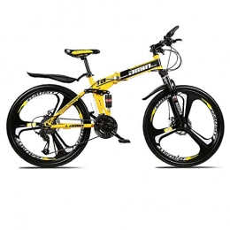 XUELIAIKEE Mountain Bike,Folding Bike Man Mountain Bike 24inch Wheels Carbon Steel Gear Bicycle,21 24 27 30 Speed Dual Suspension Folding Bike With Disc Brakes