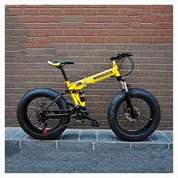 XXCZB Bike XXCZB Foldable Mountain Bikes 24 Inch Dual-Suspension for Adults Men Women Fat Tire Anti-Slip Mountain Bicycle with Mechanical Disc Brakes High Carbon Steel-7 Speed_Yellow