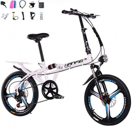 XYLUCKY Folding Bike XYLUCKY Folding 6 Speed Mountain Bike - Adult Folding Speed Bicycle Damping Bicycle Student Folding Car for Men and Women, White, 16 Inch