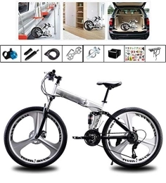 XYQCPJ  XYQCPJ 26 inch Mountain Folding Bike, 27 Speed Double Shock Absorption Portable Adult Bicycle Men And Women Road Bikes Double Disc Brake Safety Suitable For Daily Travel 140-185cm