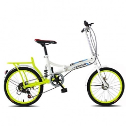 XZM Bike XZM Folding Bicycle 20 Inch Speed Shock Portable Rear Drum Brake Small Bike, White green, 20inch
