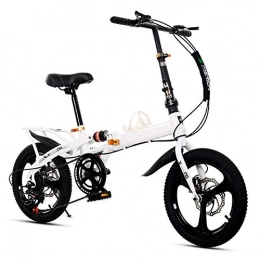 Y&XF Folding Bike Y&XF 16" Folding Speed Bicycle, Lightweight Alloy Student Folding Bike, Damping Bicycle, Shockabsorption, for Men Women And Child, White