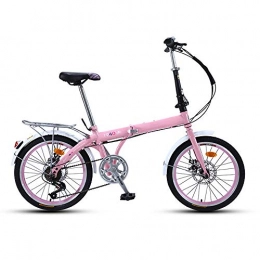 Y&XF Folding Bike Y&XF 20-Inch Folding Bike, 7-Speed Cycling Commuter Foldable Bicycle, Women's Adult Student Car Bike, Lightweight Aluminum Frame, Shock Absorption, Pink