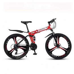 Y&XF Bike Y&XF Adult mountain bike 26 inch Folding Bike, Box High Carbon Steel, Bikes MTB Full Suspension, Dual disc brake pedals PVC, Red, 21 speed