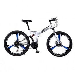 Y&XF Folding Bike Y&XF Folding Mountain Bike, 26-inch, 27-speed, Variable Speed, Double shock absorption, dual disc brakes, Todoterreno Adult, black blue