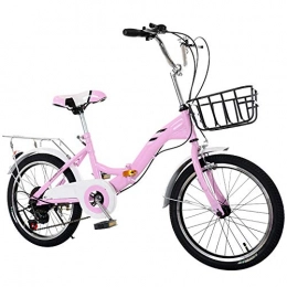 YALIXI Foldable bicycle 18 inch folding speed bicycle adult folding bicycle bicycle female student lady single speed shock absorber bicycle,Pink