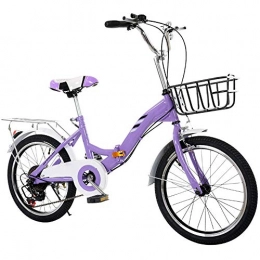 YALIXI Bike YALIXI Foldable bicycle Children folding bicycle 20 inch adult student bicycle high end folding bicycle outdoor riding 6 speed variable speed bicycle, Purple