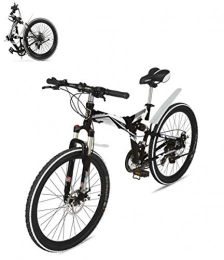 YALIXI Bike YALIXI Folding mountain bike, 26 inch 21 speed dual disc brake, full suspension and anti-skid, white