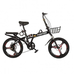 Yan qing shop Folding Bike yan qing shop Folding Bikes 6 Speed For Adults, Portable Folding City Bicycle 20-inch Wheels, Road Bikes With Metal Basket, Front And Rear Fenders & Disc Brake (Color : Black)