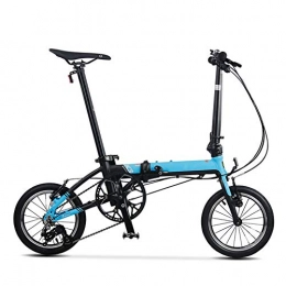 YANGMAN-L Bike YANGMAN-L 14" Lightweight Alloy Folding City Bike Bicycle 3 Speed Dual Disc brakes Portable Bicycle To Work School Commute, Blue