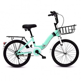 YANGMAN-L Folding Bike YANGMAN-L 16 Inch Folding Bicycle, Student Bicycle Single Speed Disc Brake Compact Foldable Bike with front basket and Rear Carry Rack, Green