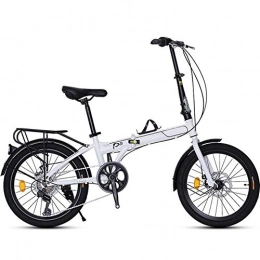 YANGMAN-L Bike YANGMAN-L 20" High Carbon Steel Folding City Bike Bicycle 7 SP Dual Disc brakes, White