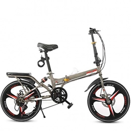 YANGMAN-L Bike YANGMAN-L 20 Inch Mountain Bikes, Folding High Carbon Steel Frame Variable Speed Three Cutter Wheels Foldable Bicycle, Brown