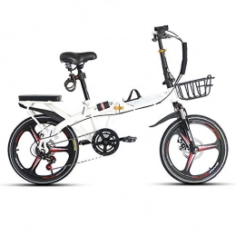 YANGMAN-L Bike YANGMAN-L 6 Speed Folding Bike, Lightweight High Carbon Steel Frame Folding Bicycle 20 Inch Shock Absorber Small Portable Children's Student Bicycle Adult Men And Women, White
