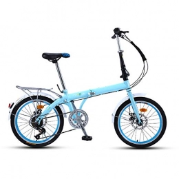 YANGMAN-L Folding Bike YANGMAN-L Folding Bike, 20" Adults Men Women 7 Speed Lightweight Portable Bikes High-carbon Steel Frame Foldable Bicycle with Rear Carry Rack, Blue