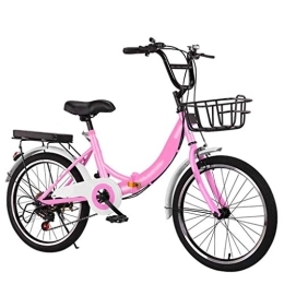 YANGSANJIN Folding Bike YANGSANJIN Variable 6-Speed, Ergonomic Saddle, Double Disc Brake Folding Bike Portable Outdoor Travel Bikes City Womens(Color : Pink, Size : 22 inch)