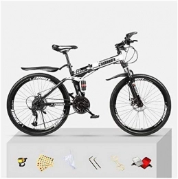 YAOJIA Bike YAOJIA Folding bycicles adult bike Folding Mountain Bike Unisex | Dual Suspension 30 Speed Shock-Absorbing Off-Road Folding City Bicycle trek road bike (Color : Black and White, Size : 24 inches)