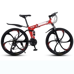 YARUMD FOOD Folding Bike YARUMD FOOD Balance BikesFolding Mountain Bikes, 26-Inch Dual-Suspension Carbon Mountain Bike, with 21 Speed Dual Shock Absorbers And Dual Disc Brakes, For Mountain Road Bike, Red, 26 inch 21 speed