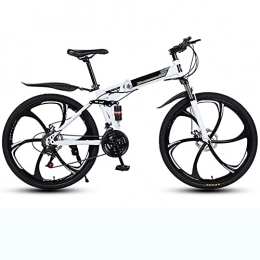 YARUMD FOOD Bike YARUMD FOOD Balance BikesFolding Mountain Bikes, 26-Inch Dual-Suspension Carbon Mountain Bike, with 21 Speed Dual Shock Absorbers And Dual Disc Brakes, For Mountain Road Bike, White, 26 inch 21 speed