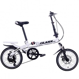YBCN Folding Bike YBCN Folding bicycle, 14 inch 16 inch 6 speed shift shock disc brake adult student children men's outdoor riding portable, A, 14in