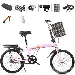 YBZX Bike YBZX 20 Inches Ladies Folding Bike for Adults Kids Mini Portable Bikes for Men Women Lightweight Foldable Bicycle with Basket and Frame for Student