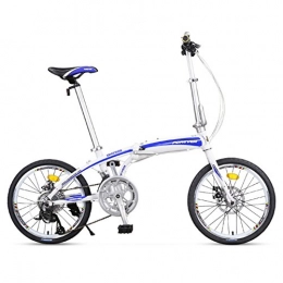 YEARLY Folding Bike YEARLY Adults folding bicycles, Foldable bikes Lightweight Portable Men and women 16 speed Foldable bicycle-Blue 20inch