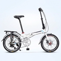 YEARLY Folding Bike YEARLY Adults folding bicycles, Foldable bikes Ultra light Portable 7 speed Shimano Aluminum alloy City riding Foldable bicycle-White 20inch