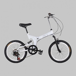 YEARLY Folding Bike YEARLY Adults folding bicycles, Mountain folding bikes 7 speed Foldable bikes Men and women Student folding bicycles-White 20inch